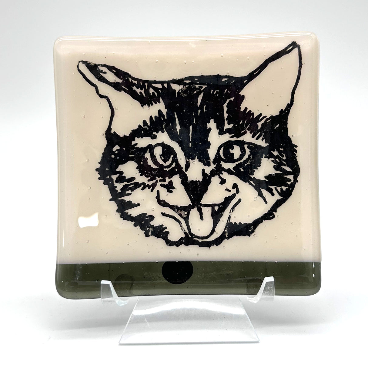 Kitty 4.5" Handmade Fused Glass Catch-all Dish