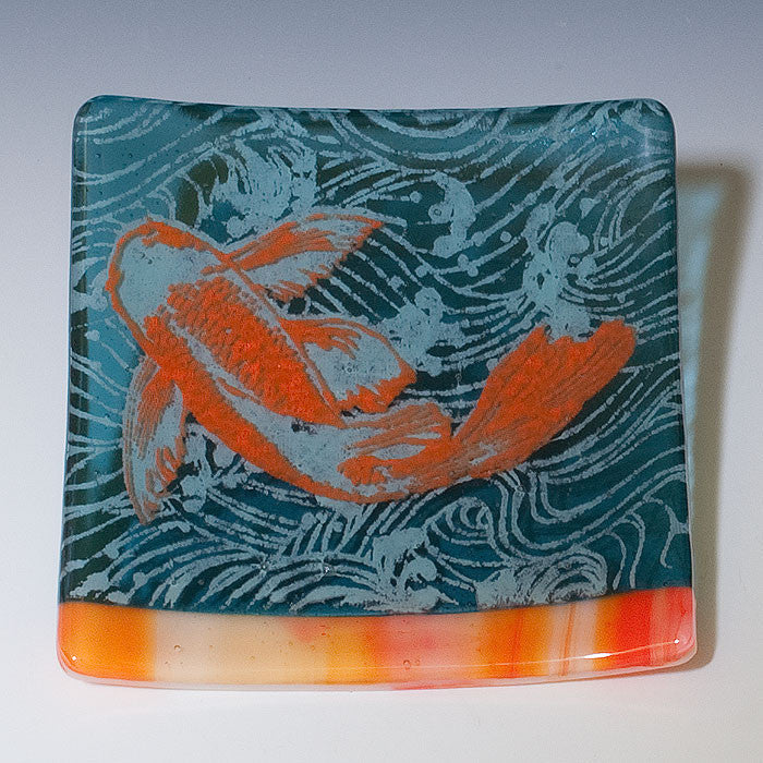 Koi 4.5" Handmade Fused Glass Catch-all Dish