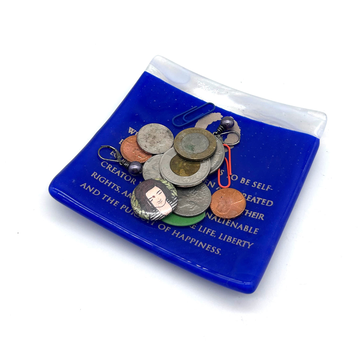 Life, Liberty Handmade 4.5" Handmade Fused Glass Catch-all Dish