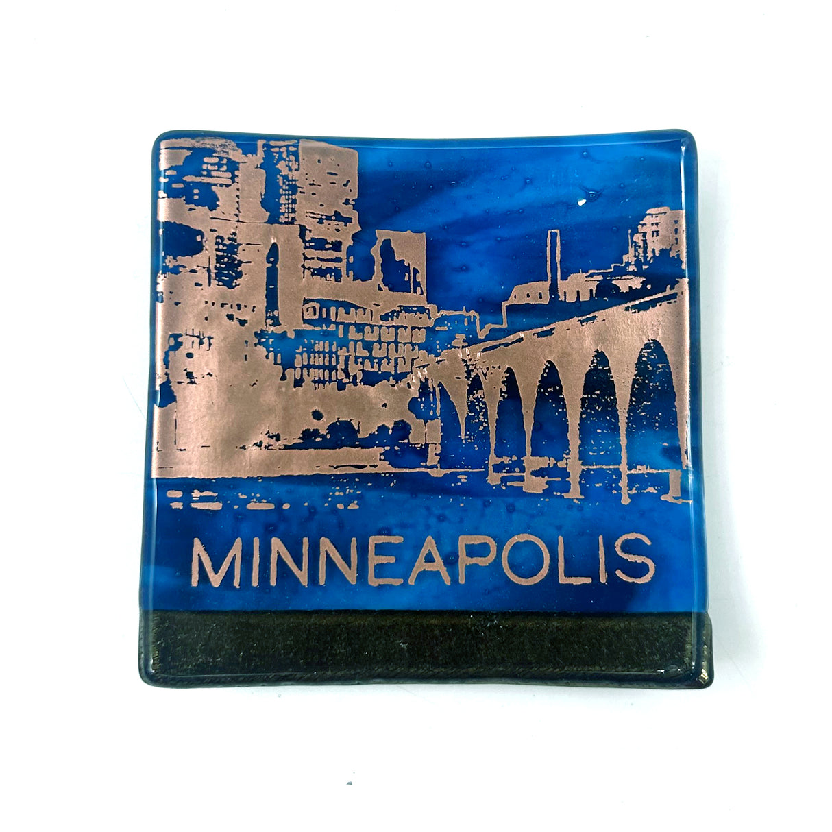 Minneapolis Sunset Skyline 4.5" Fused Glass Catch-all Dish