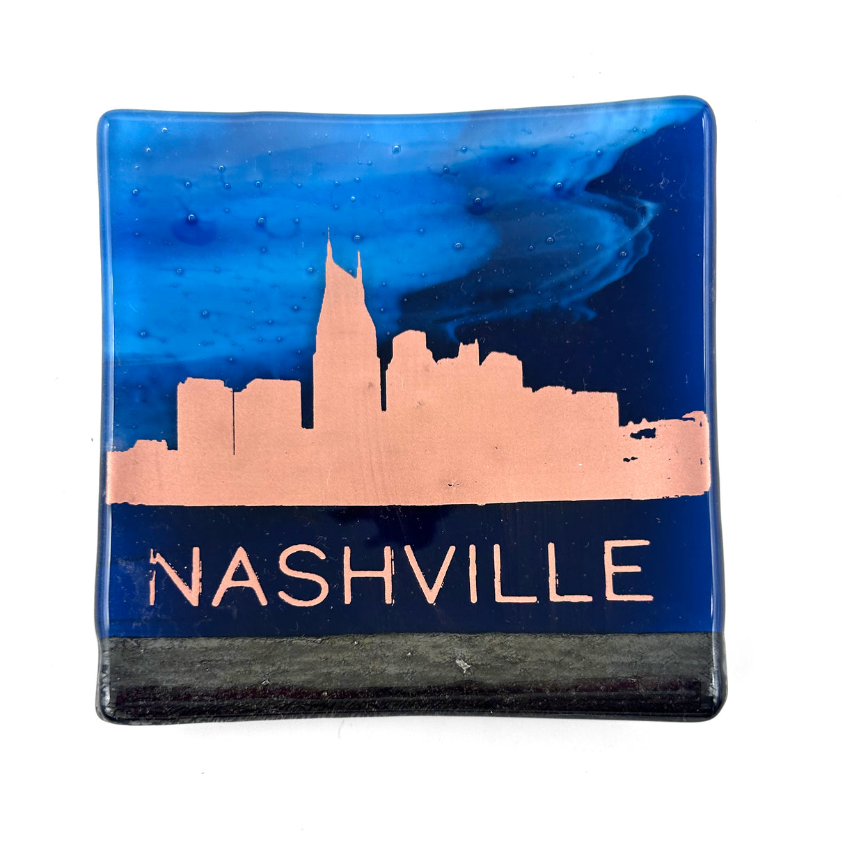 Nashville Sunset Skyline Fused Glass Catch-all Dish - made to order