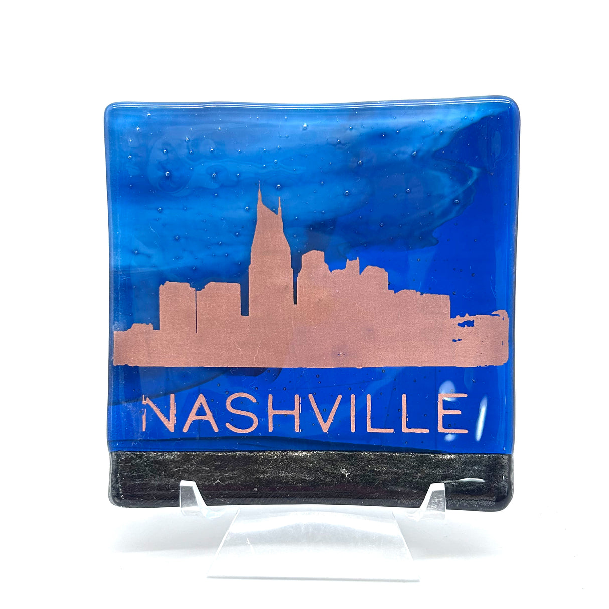 Nashville Sunset Skyline Fused Glass Catch-all Dish - made to order
