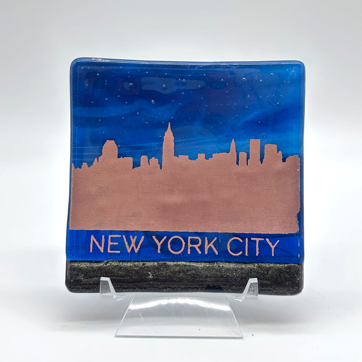 New York City Skyline Fused Glass Catch-all Dish - made to order