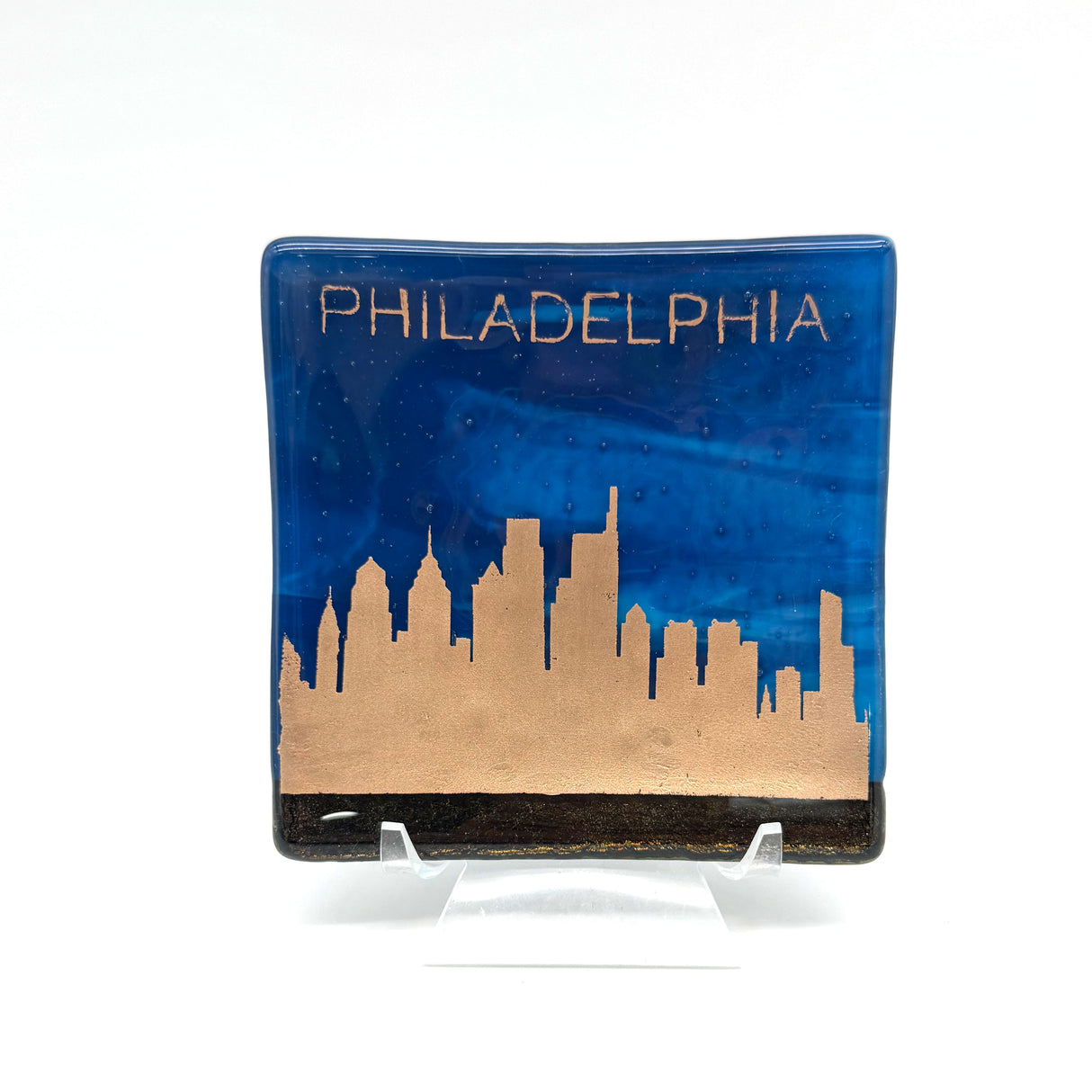 Philadelphia Sunset Skyline 4.5" Fused Glass Catch-all Dish