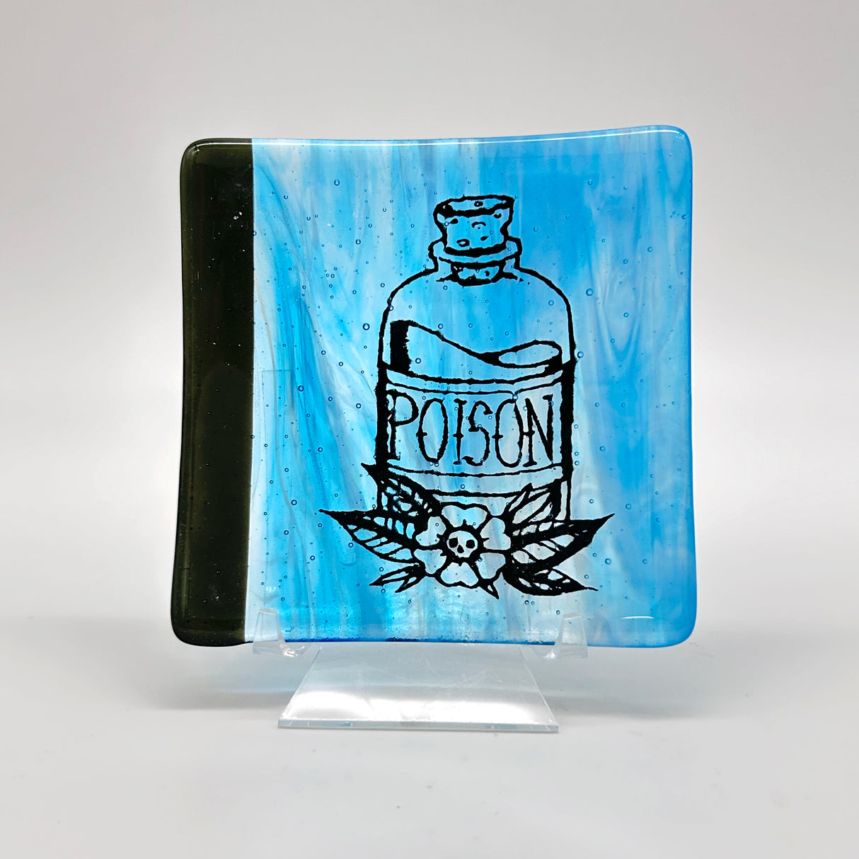 Poison Tattoo 4.5" Handmade Fused Glass Catch-all Dish