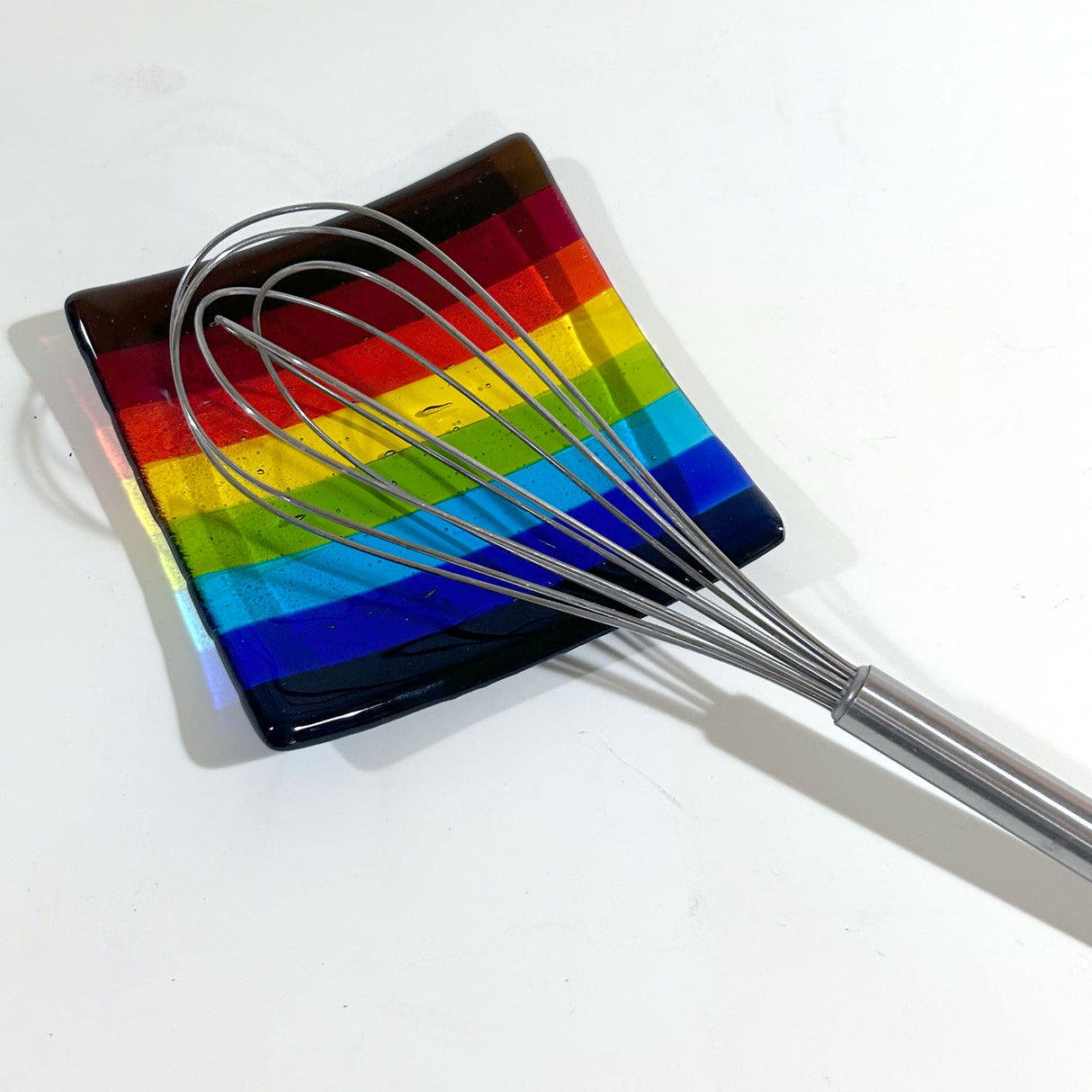 Rainbow Stripes 4.5" Handmade Fused Glass Catch-all Dish