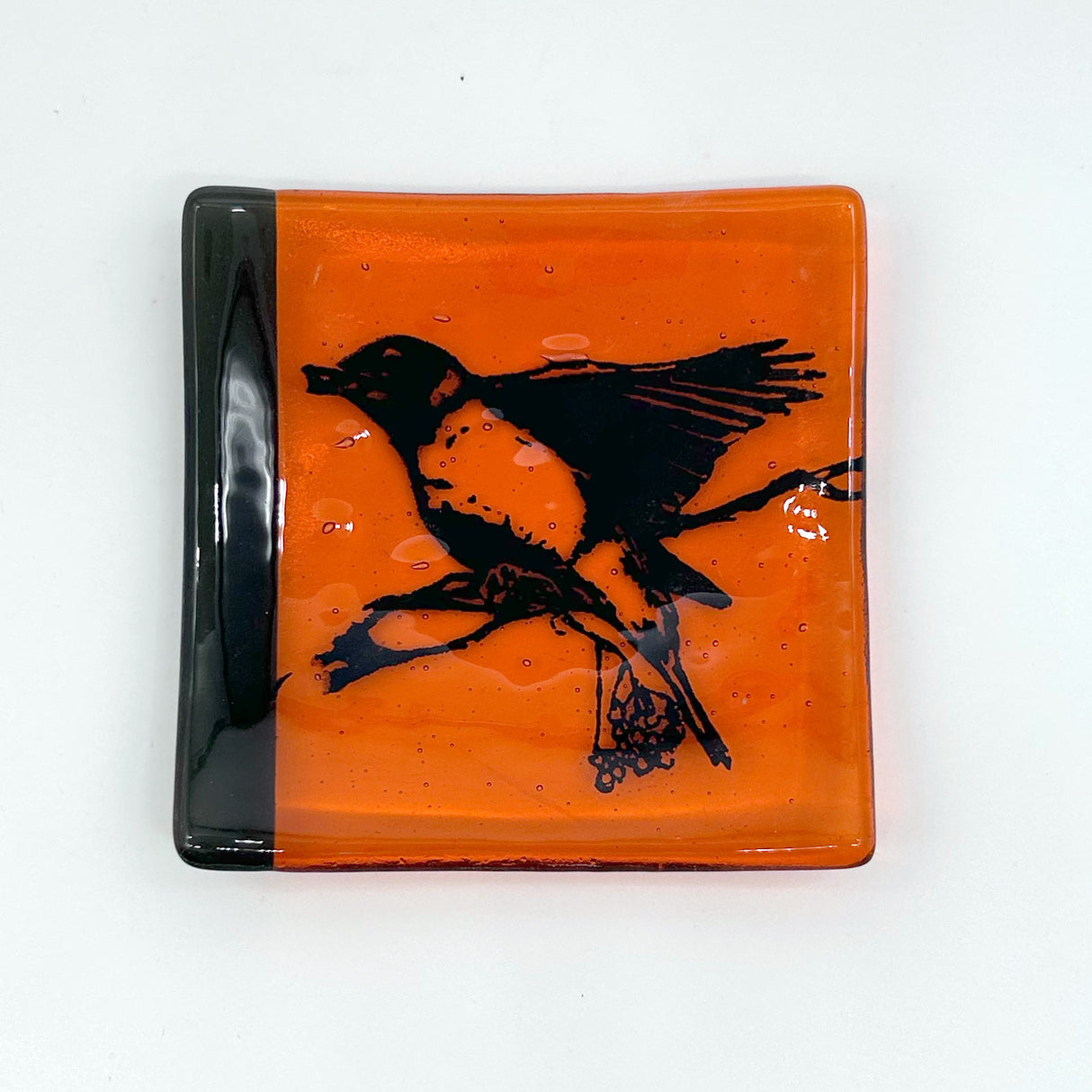 Birds | Robin 4.5" Handmade Fused Glass Catch-all Dish