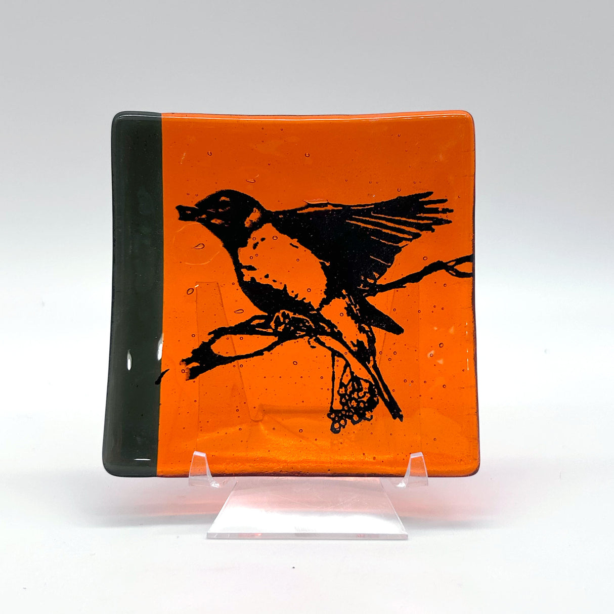 Birds | Robin 4.5" Handmade Fused Glass Catch-all Dish