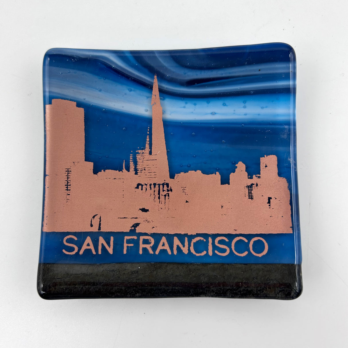 San Francisco Skyline 4.5" Handmade Fused Glass Catch-all Dish