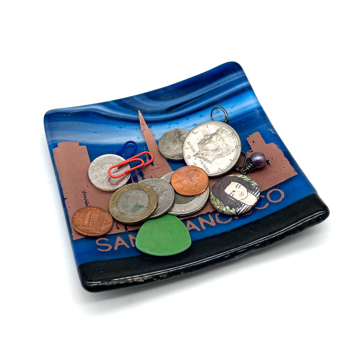 San Francisco Skyline 4.5" Handmade Fused Glass Catch-all Dish