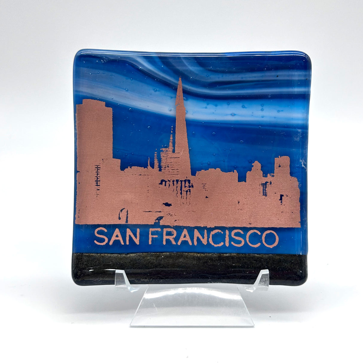 San Francisco Skyline 4.5" Handmade Fused Glass Catch-all Dish