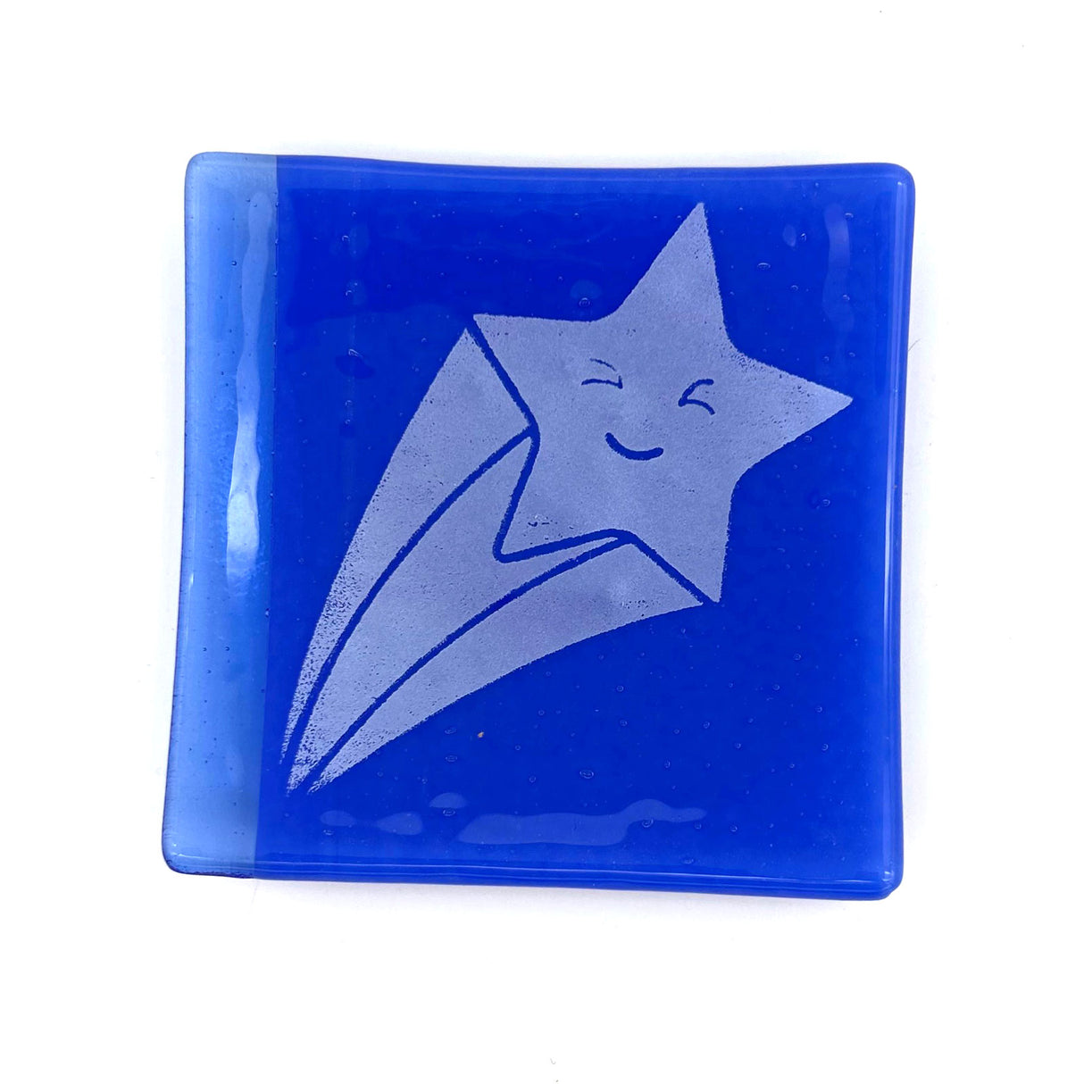 Celestial Shooting Star 4.5" Handmade Fused Glass Catch-all Dish