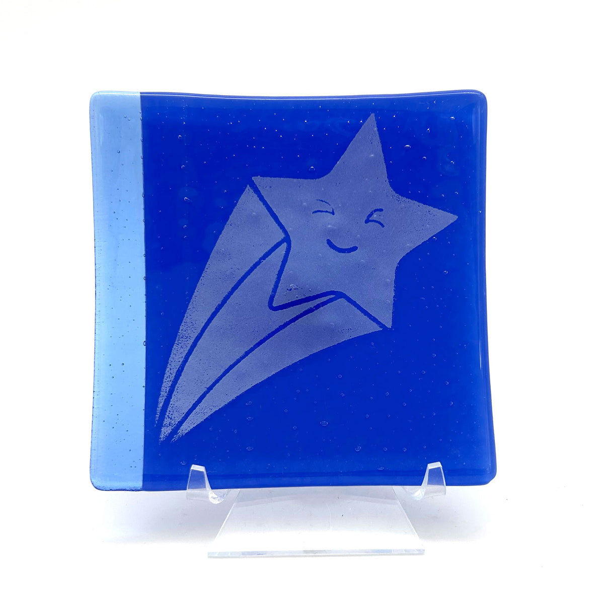 Celestial Shooting Star 4.5" Handmade Fused Glass Catch-all Dish