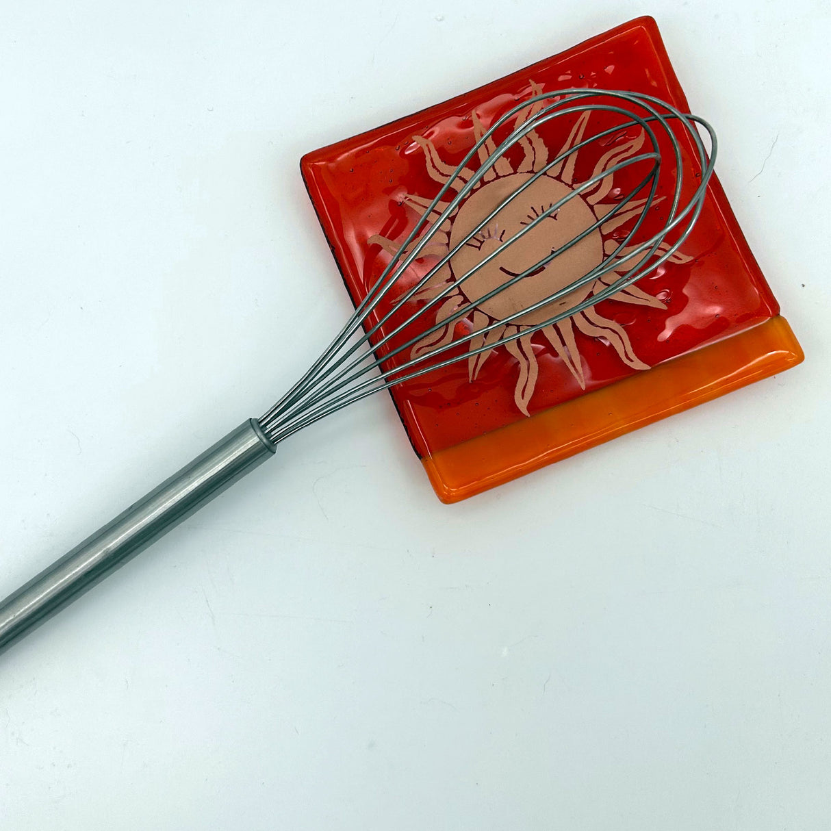 Celestial Happy Sun 4.5" Handmade Fused Glass Catch-all Dish