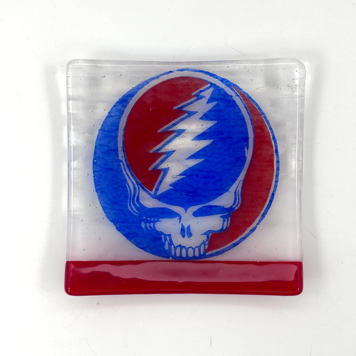 Steal Your Face Grateful Dead Handmade 4.5" Handmade Fused Glass Catch-all Dish
