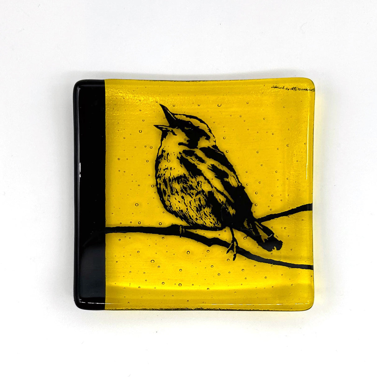 Birds | Warbler 4.5" Handmade Fused Glass Catch-all Dish