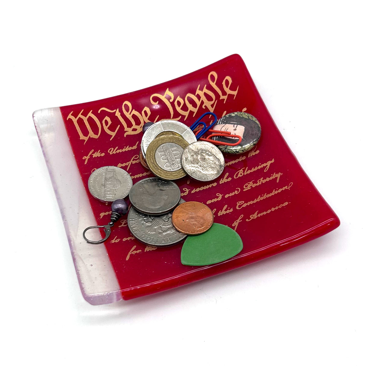 We The People Handmade 4.5" Handmade Fused Glass Catch-all Dish