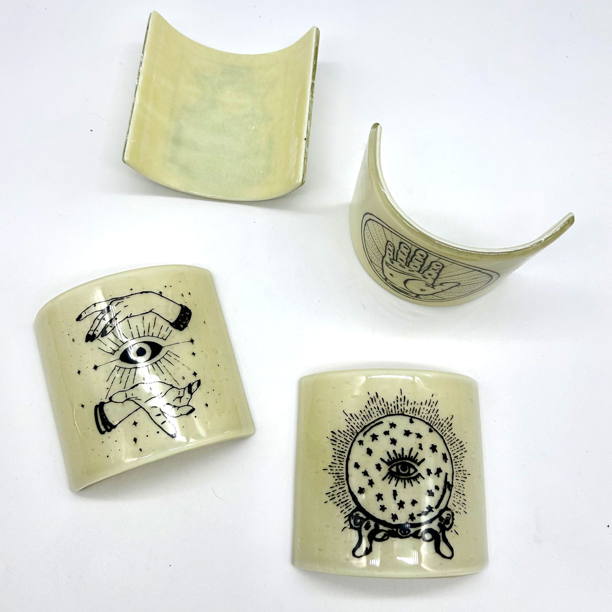 Palmistry Fused Glass 4.25" Candle Shield Sconce