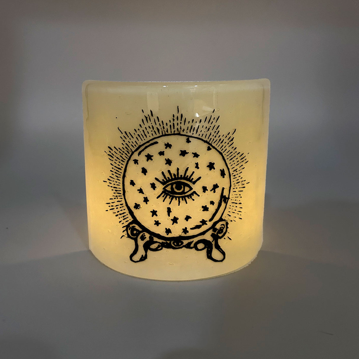 Crystal Ball Fused Glass 4.25" Candle Shield Sconce