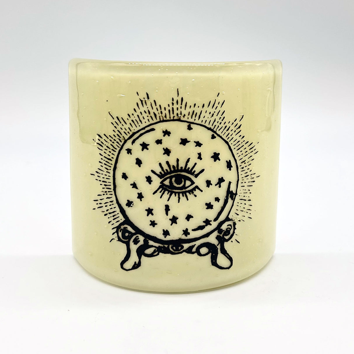 Crystal Ball Fused Glass 4.25" Candle Shield Sconce