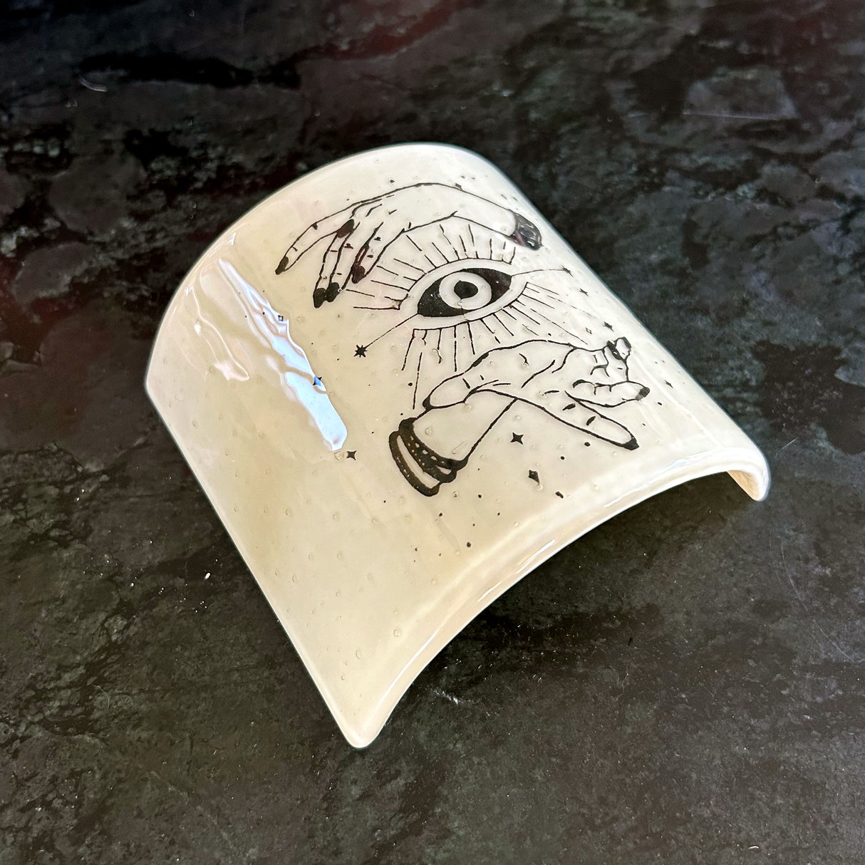 Evil Eye Fused Glass 4.25" Candle Shield Sconce