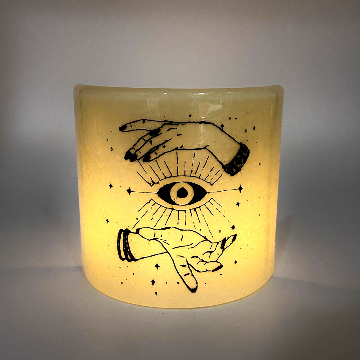 Evil Eye Fused Glass 4.25" Candle Shield Sconce