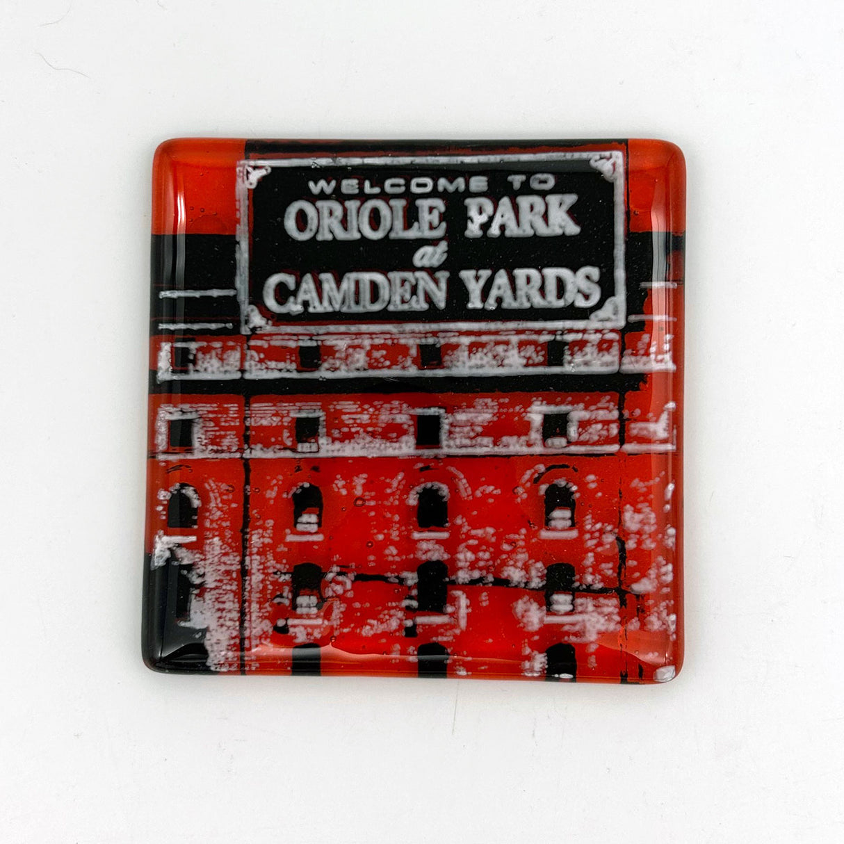 Baltimore Camden Yards Fused Glass 4" Single Coaster