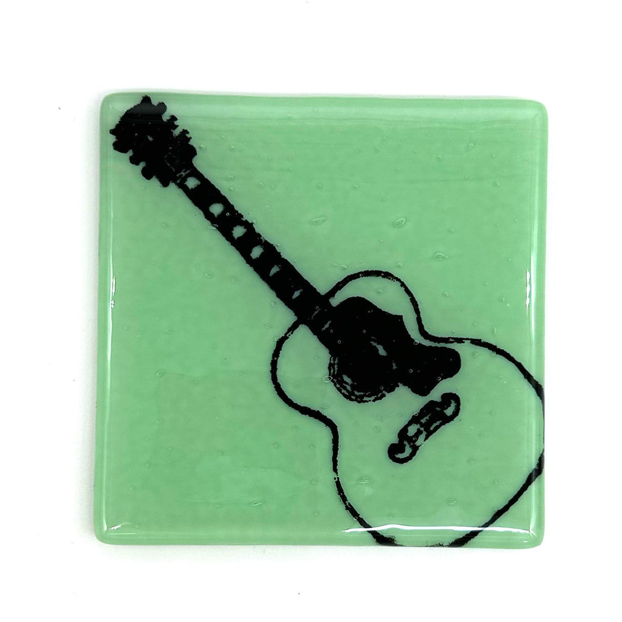 Acoustic Guitar Fused Glass 4" Coaster