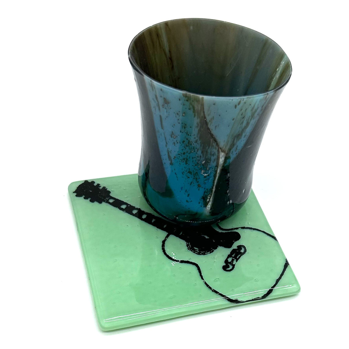 Acoustic Guitar Fused Glass 4" Coaster