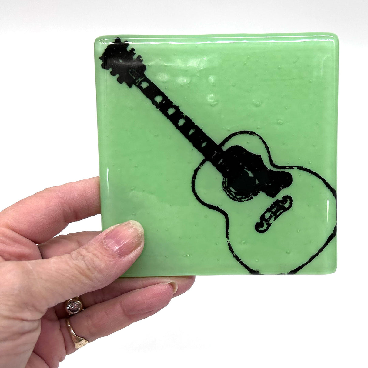 Acoustic Guitar Fused Glass 4" Coaster
