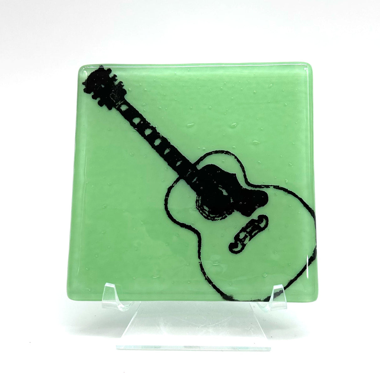 Acoustic Guitar Fused Glass 4" Coaster