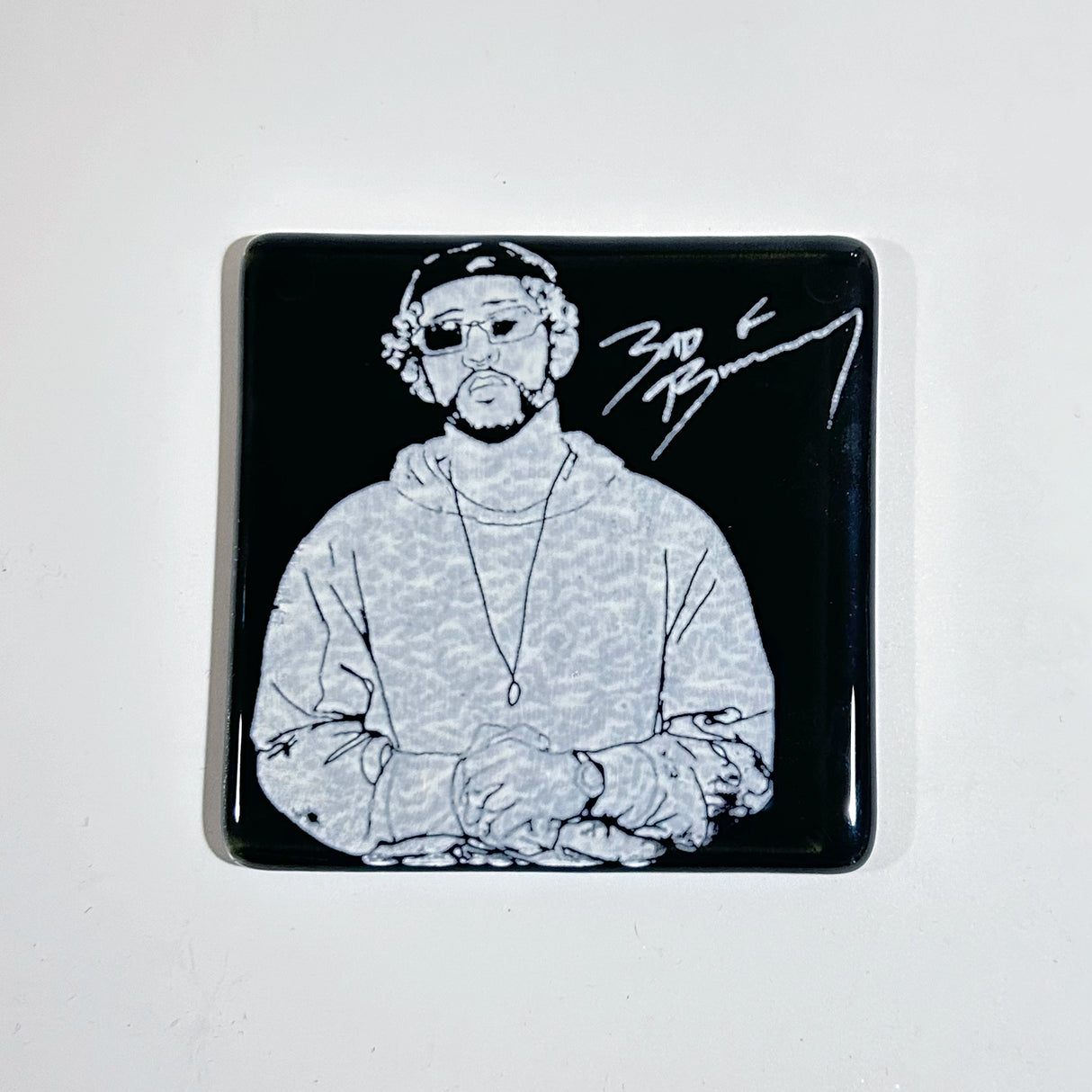 Bad Bunny Fused Glass 4" Single Coaster