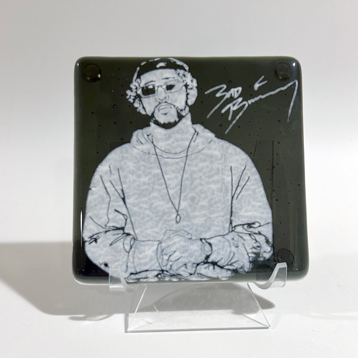 Bad Bunny Fused Glass 4" Single Coaster