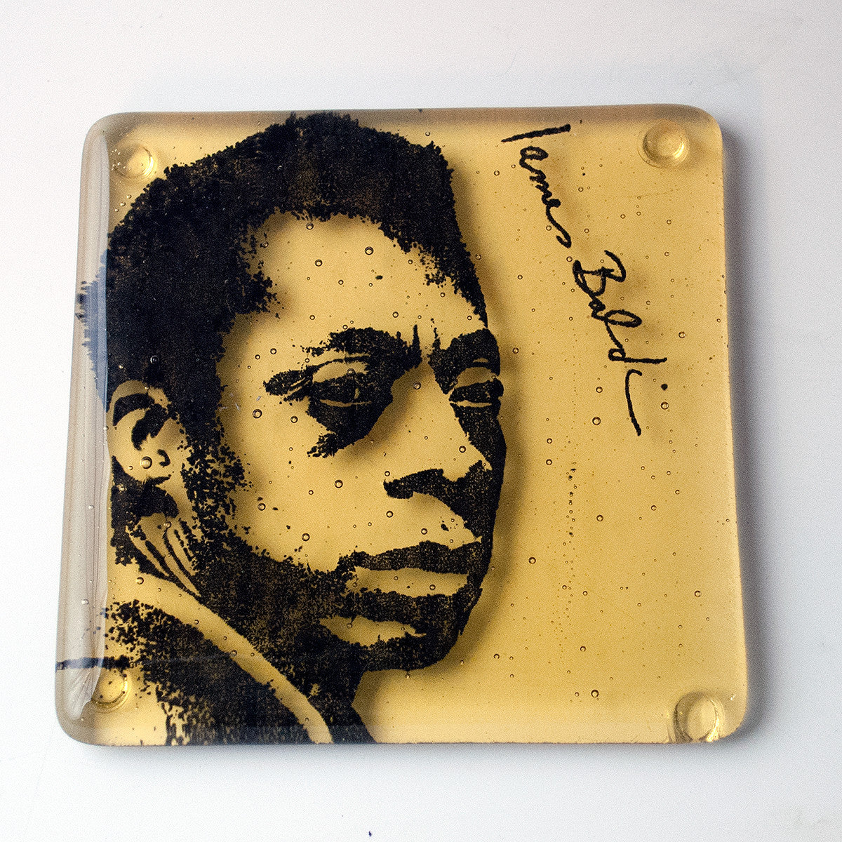 James Baldwin Fused Glass 4" Single Coaster