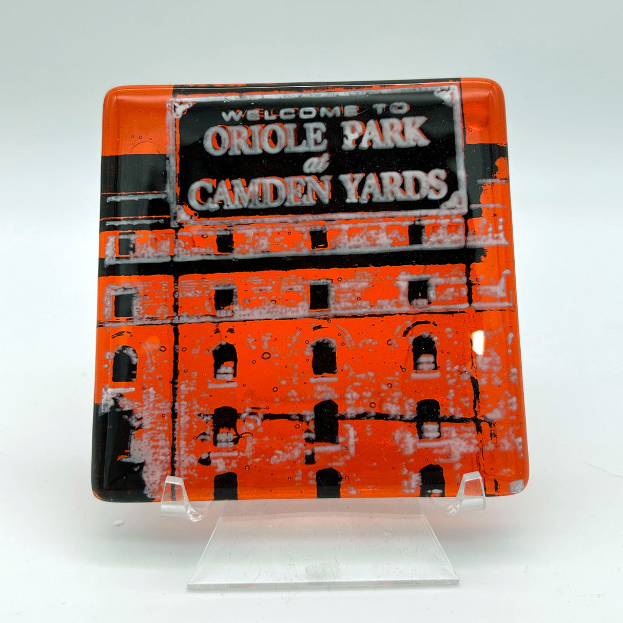 Baltimore Camden Yards Fused Glass 4" Single Coaster