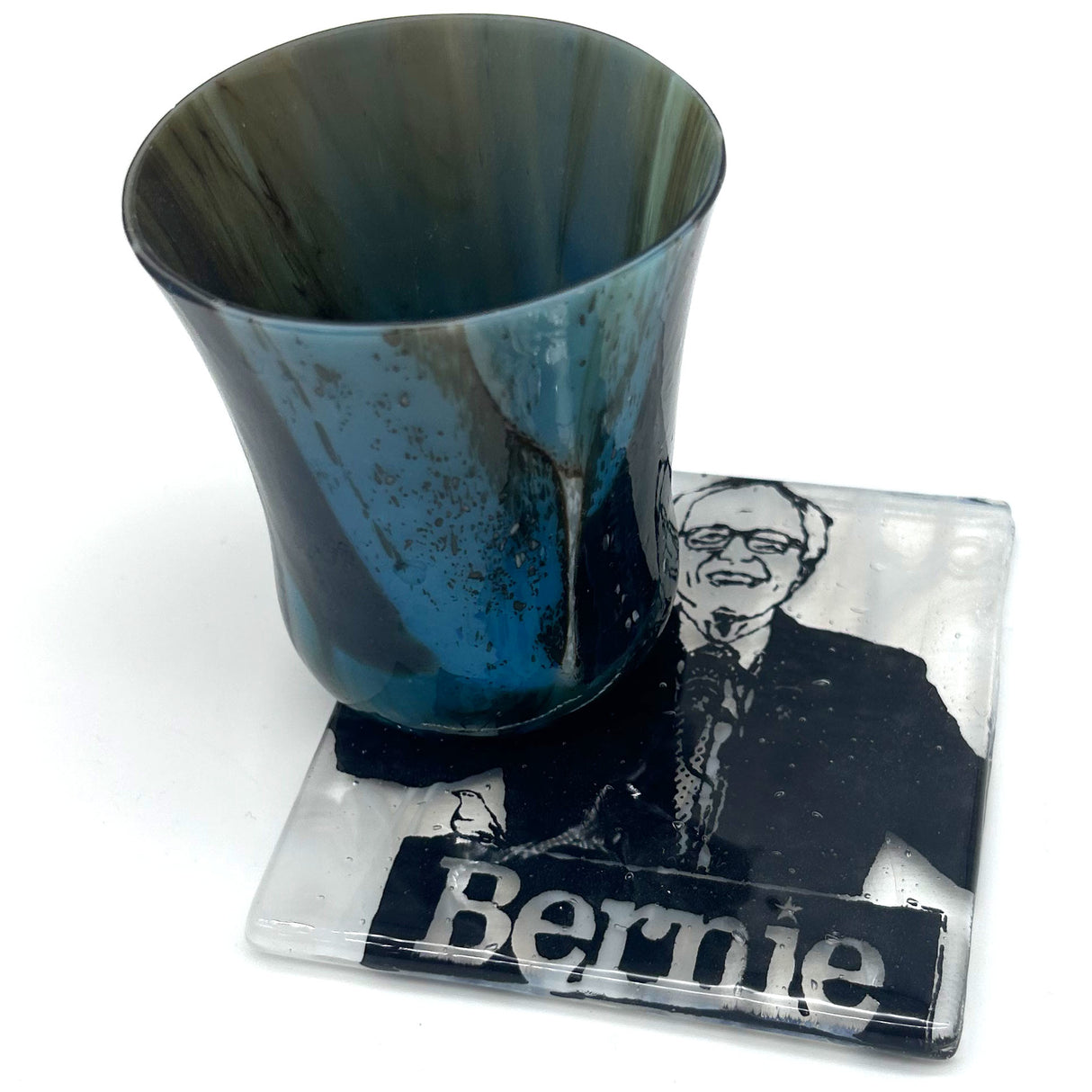 Bernie Sanders Handmade 4" Fused Glass Single Coaster