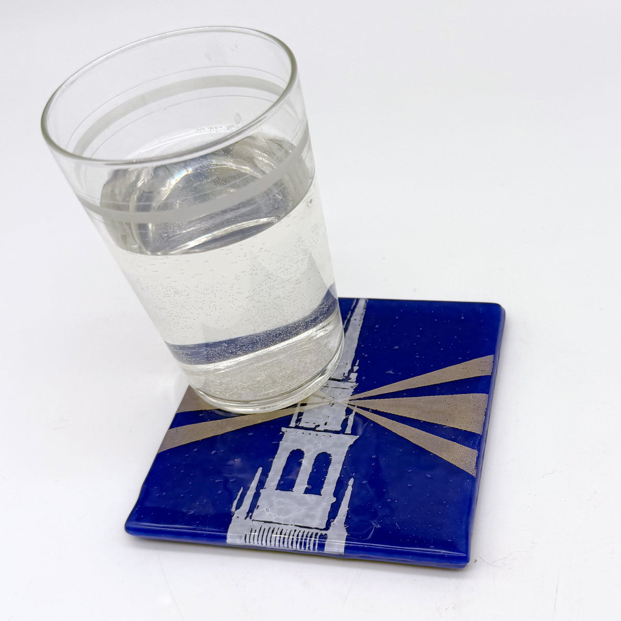 Boston One-if-by-land Old North Church Fused Glass 4" Single Coaster