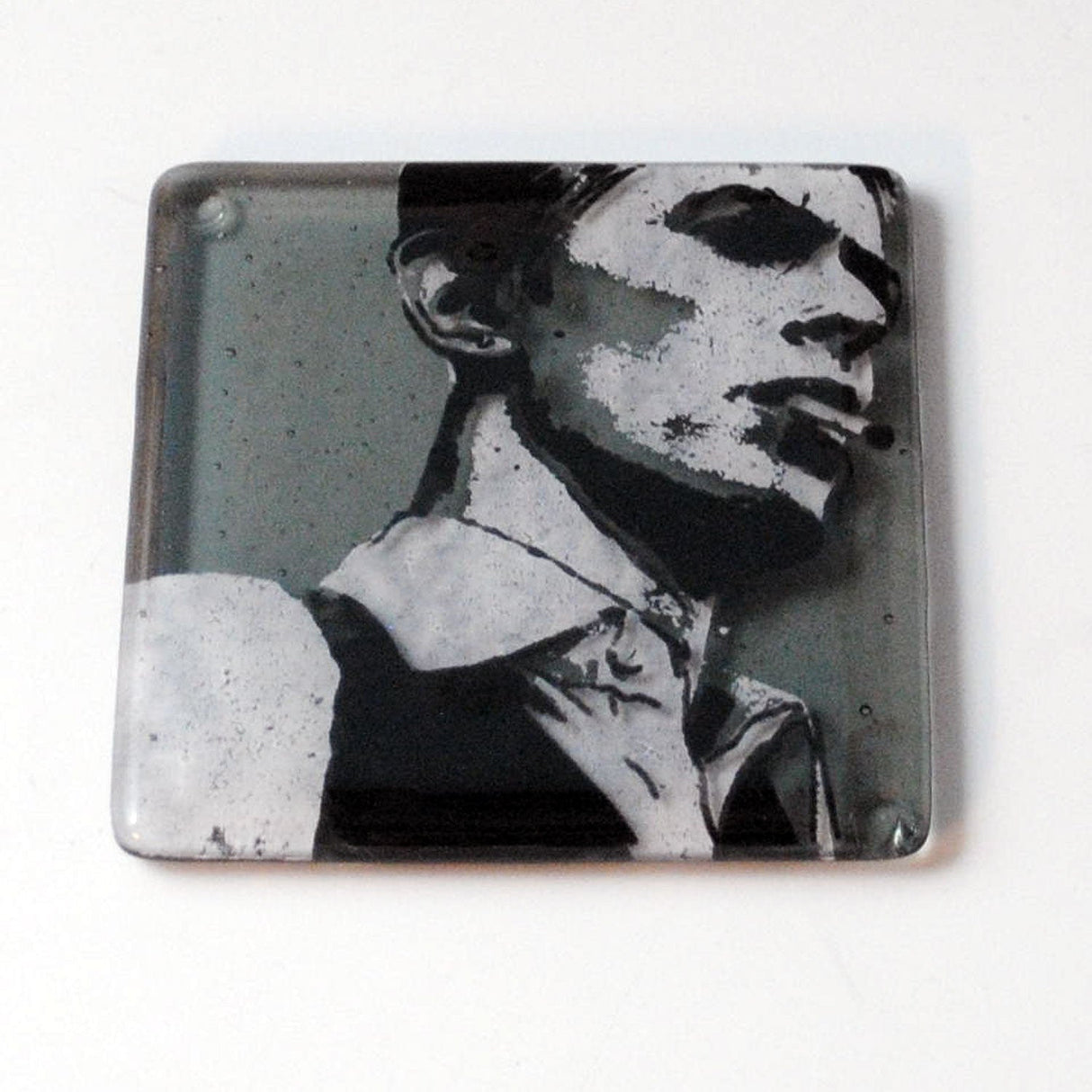 David Bowie Thin White Duke Fused Glass 4" Single Coaster