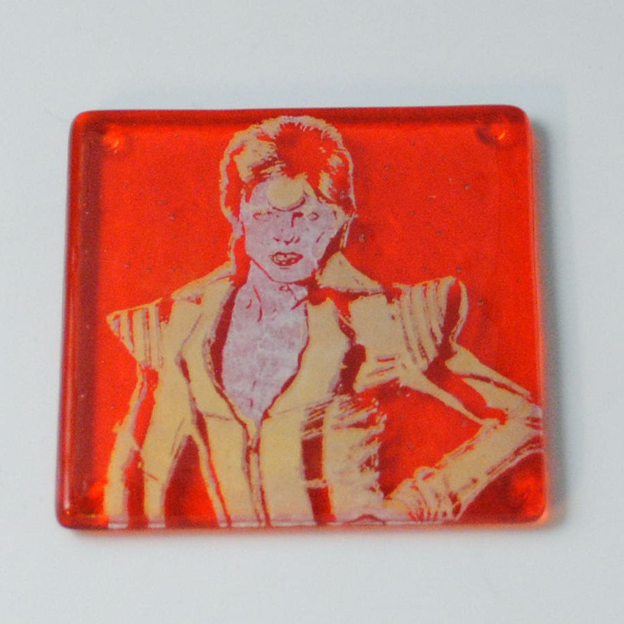 David Bowie Ziggy Stardust Fused Glass 4" Single Coaster