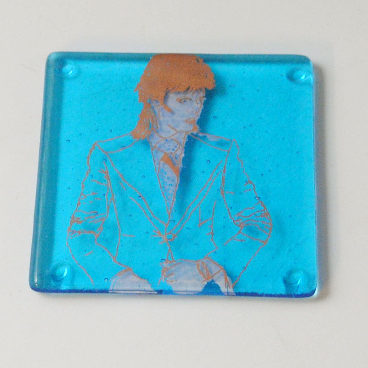 David Bowie Life on Mars Fused Glass 4" Single Coaster