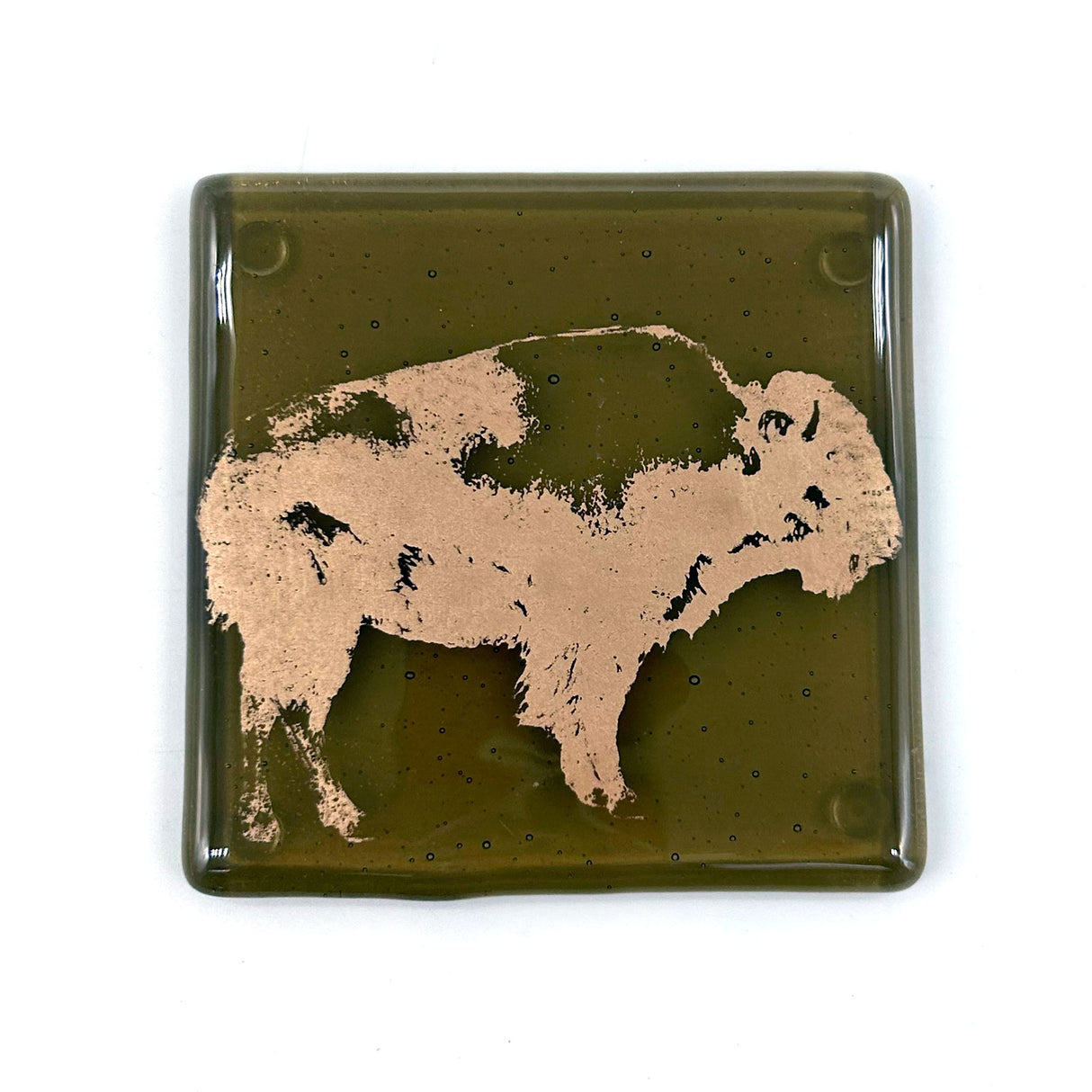 Buffalo Fused Glass 4" Single Coaster