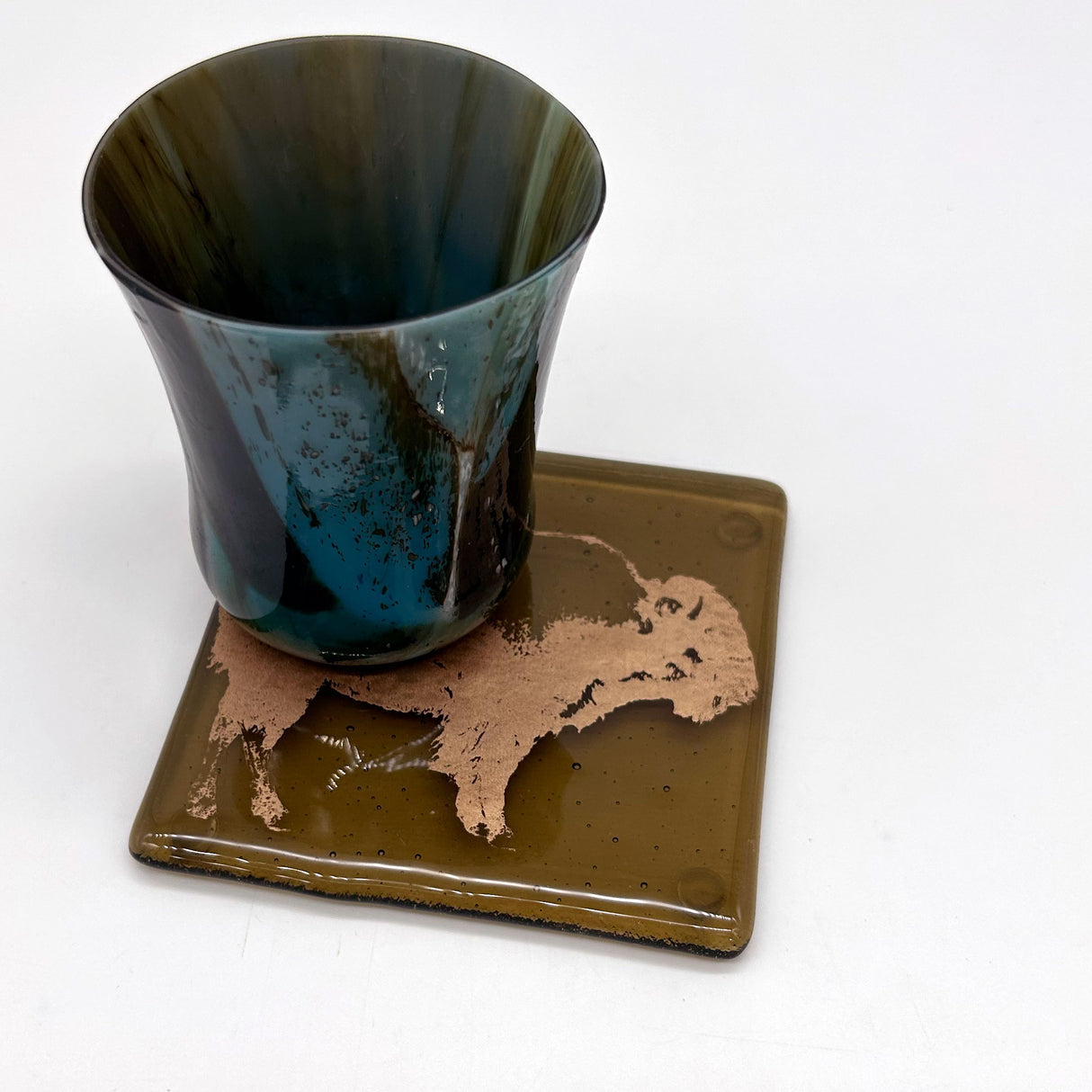 Buffalo Fused Glass 4" Single Coaster