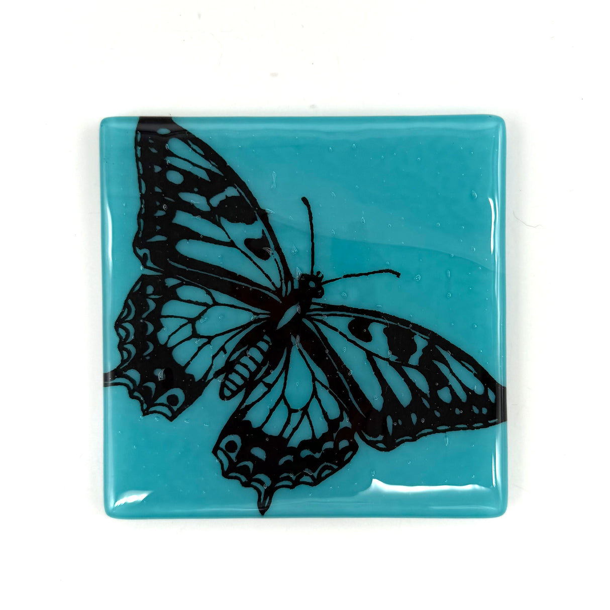 Butterfly Fused Glass 4" Single Coaster