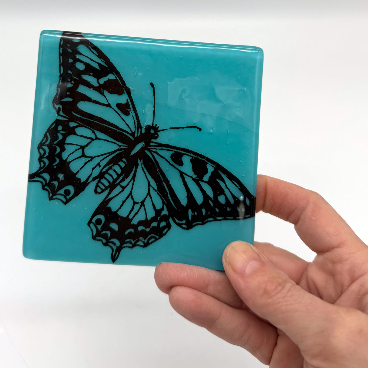 Butterfly Fused Glass 4" Single Coaster