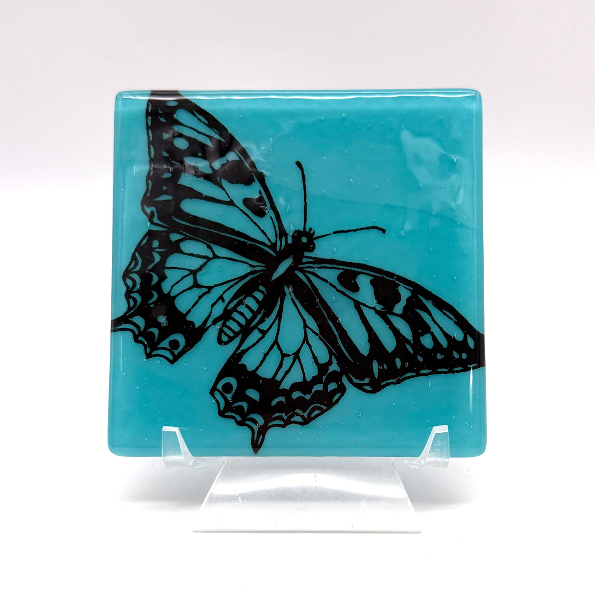 Butterfly Fused Glass 4" Single Coaster