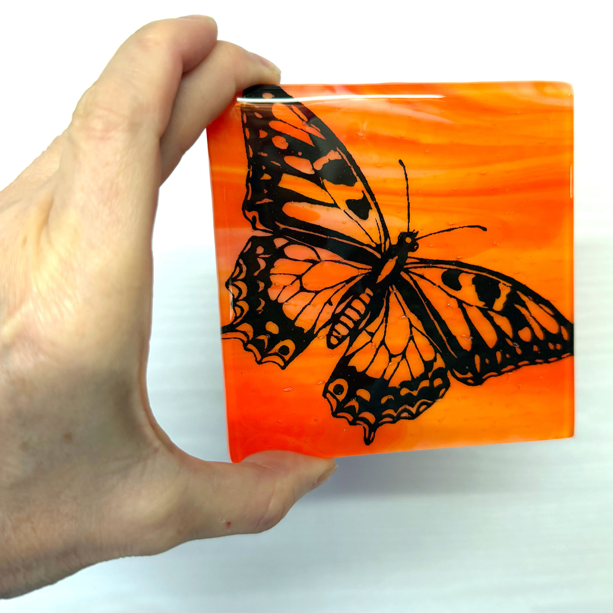 Butterfly Fused Glass 4" Single Coaster