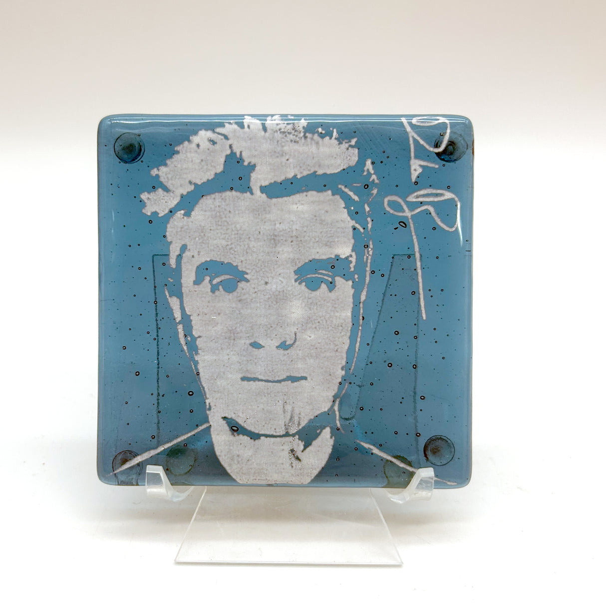 David Byrne Fused Glass 4" Single Coaster