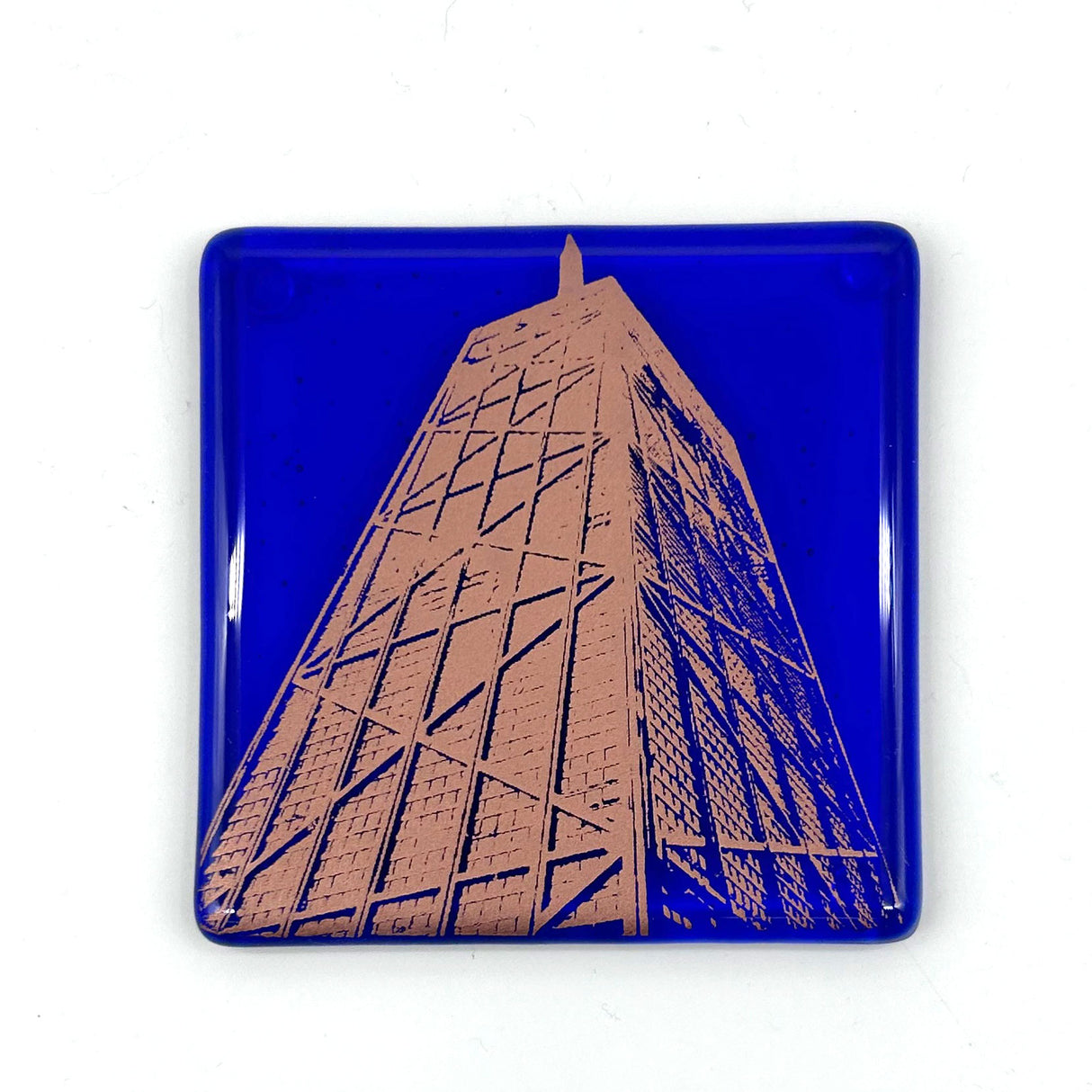 Chicago Hancock Building Fused Glass 4" Single Coaster