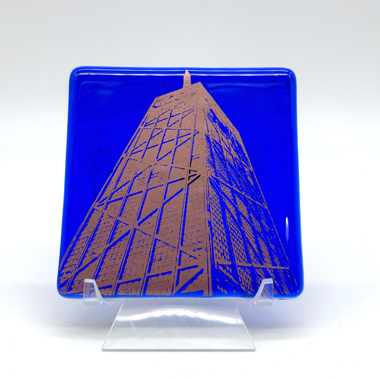 Chicago Hancock Building Fused Glass 4" Single Coaster