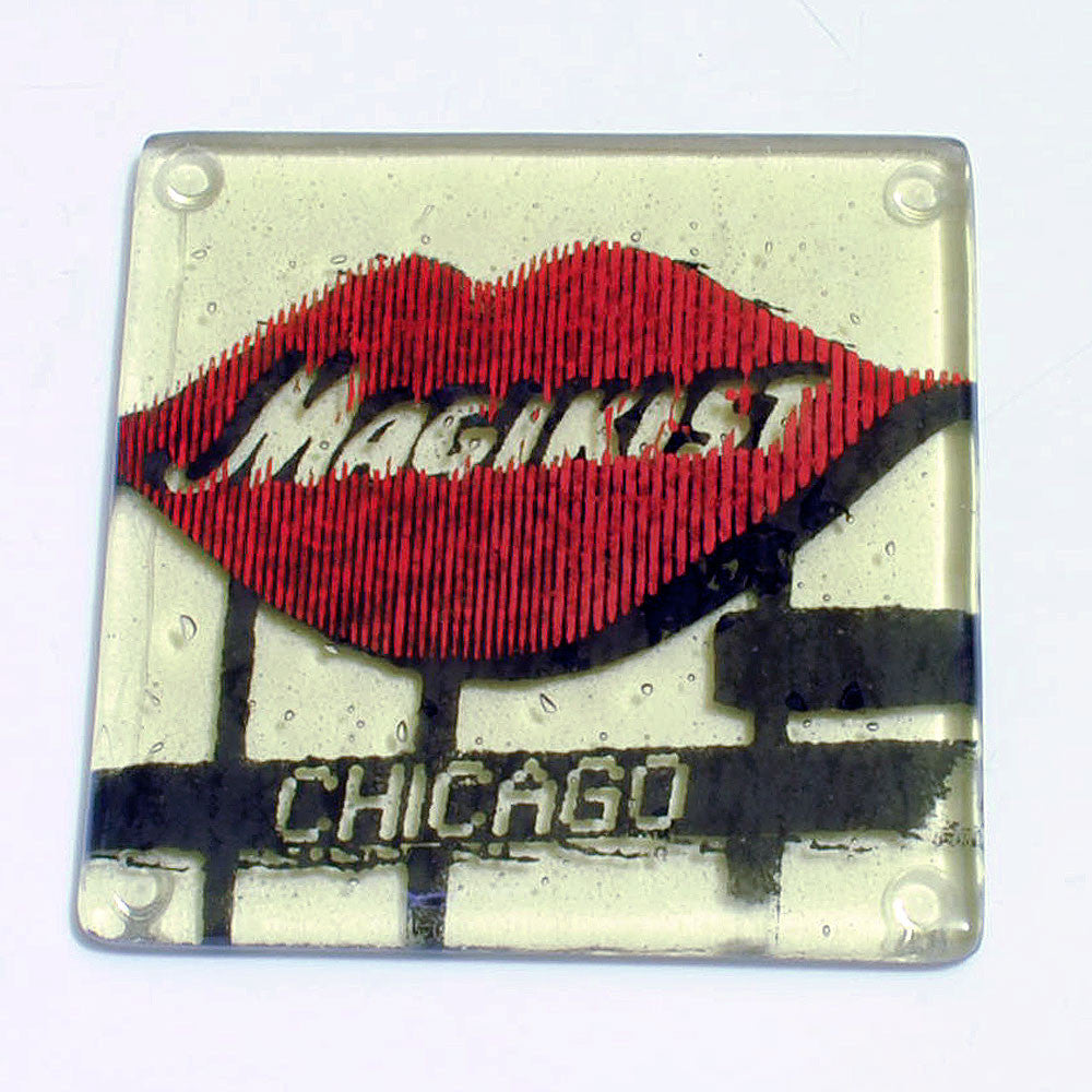 Chicago Magikist Sign Fused Glass 4" Single Coaster